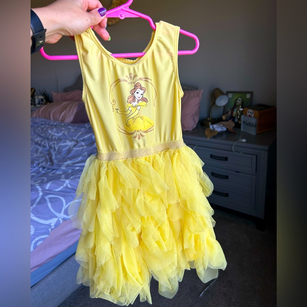 Yellow Disney Princess Dress Belle Beauty tule girls 5T dress